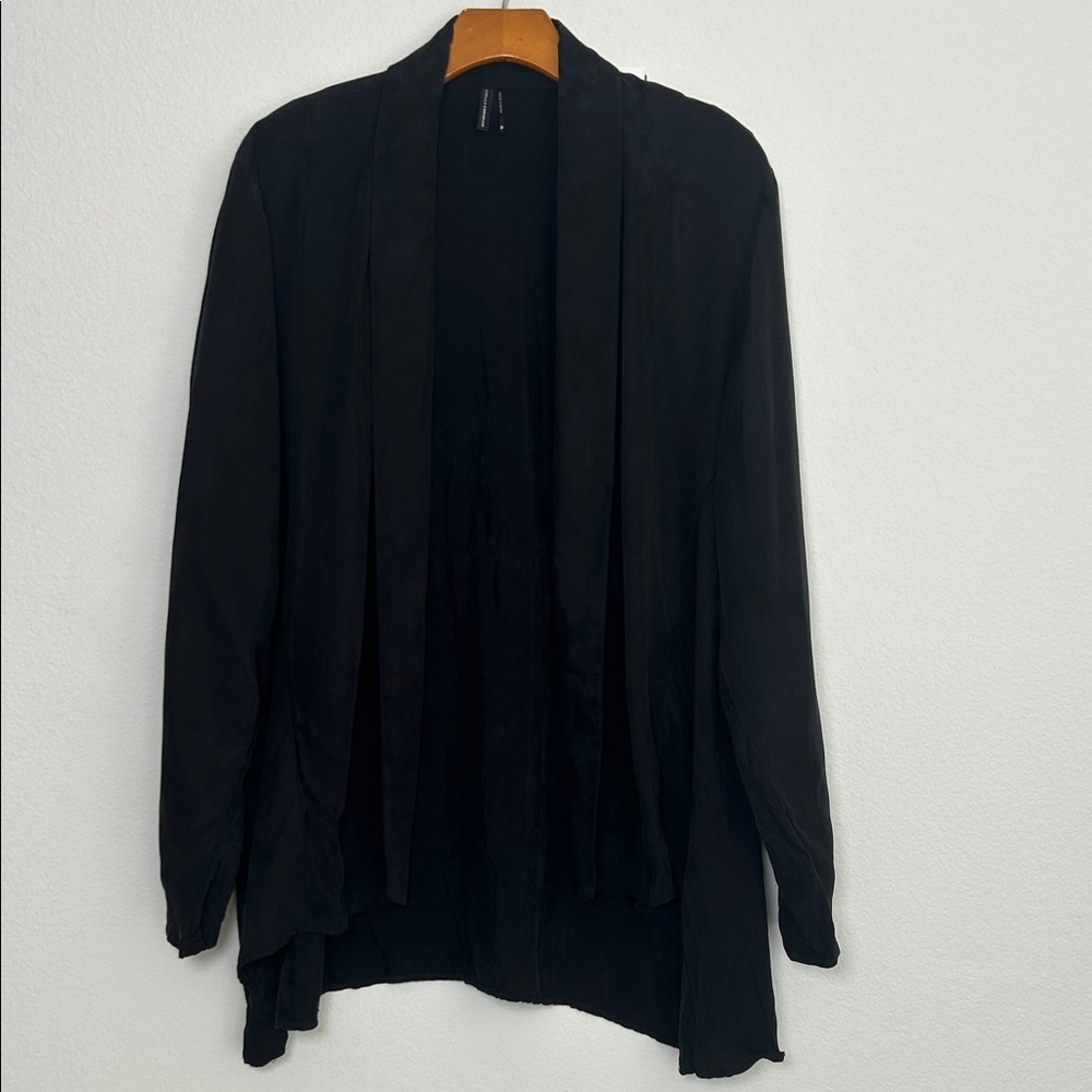 Stella Carakasi Black Open Front Cardigan XL Draped Minimalist